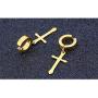 Non-Pierced Clip On Cross Dangle Drop Hoop Hinged Earrings Set for Men Women No Piercing Ear Plug Jewelry for Graduation Easter Christmas