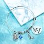 MJartoria BFF Bracelet for Girls-Im Really a Mermaid Engraved Expandable Wire with Little Mermaid Charm Pendant, Bangle Bracelet for Women, Best Friends, Valentines Day Mothers Day Birthday Gifts