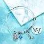 MJartoria BFF Bracelet for Girls-Im Really a Mermaid Engraved Expandable Wire with Little Mermaid Charm Pendant, Bangle Bracelet for Women, Best Friends, Valentines Day Mothers Day Birthday Gifts