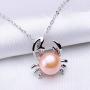 Eiffy Nautical Animal Crab with Freshwater Pearl Pendant Necklace for Women Girls Choker Jewelry