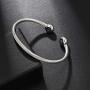 FOOM Elastic Adjustable Cable Bracelet for Men Women Twisted Stainless Steel Cuff Bangle with Magnetic Two Tone Gift Fashion Jewelry Plated Polished Gift