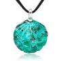SUVANI Hand Blown & Hand Painted Glass Ocean Green Seashell Necklace or Dangle Earrings