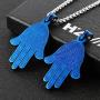 HZMAN Stainless Steel Egyptian Eye Fatima Hamsa Hand Pendant Necklace Success and Protection Lucky