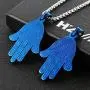 HZMAN Stainless Steel Egyptian Eye Fatima Hamsa Hand Pendant Necklace Success and Protection Lucky HZMAN Stainless Steel Egyptian Eye Fatima Hamsa Hand Pendant Necklace Success and Protection Lucky