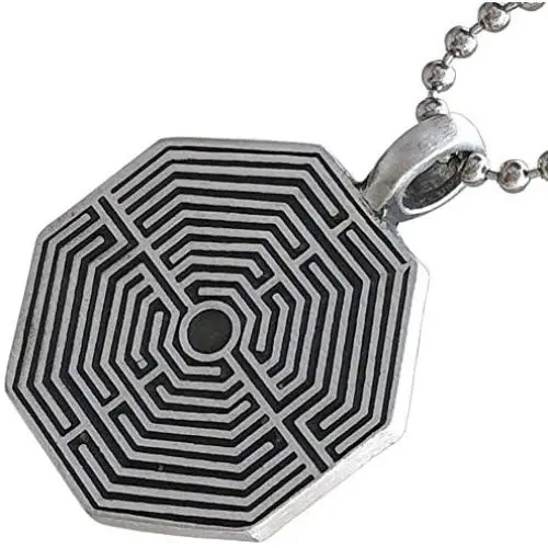 Medieval France Jewelry Octagonal Arras Amiens Labyrinth Maze of Chartres Cathedral Protection Amulet Symbol of Life Pewter Mens Womens Pendant Necklace Charm for Men Women Unisex Silver Ball Chain Medieval France Jewelry Octagonal Arras Amiens Labyrinth Maze of Chartres Cathedral Protection Amulet Symbol of Life Pewter Mens Womens Pendant Necklace Charm for Men Women Unisex Silver Ball Chain