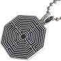 Medieval France Jewelry Octagonal Arras Amiens Labyrinth Maze of Chartres Cathedral Protection Amulet Symbol of Life Pewter Mens Womens Pendant Necklace Charm for Men Women Unisex Silver Ball Chain