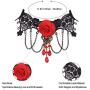 FUNRUN JEWELRY Black Lace Necklace Bracelet Earring Set for Women Halloween Jewelry Set Vintage Gothic Lolita Jewelry for Party Wedding