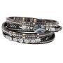 Emibele Layered Leather Bracelet, Rivet Leopard Print Bohemian Style Multilayer Wrap Bracelet, Handmade Agate Chakra Crystal Glass Beaded Shell Bracelet for Women