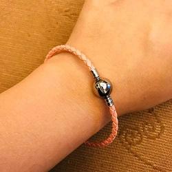 JMQJewelry Leather Stainless Steel Chain Bead Charm for Bracelets Women Men Girl Jewelry 18.8cm 7.4inches