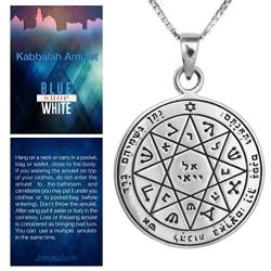 Blue White Shop King Solomon Guarding and Protection Seal Pendant Kabbalah Amulet Silver 925