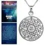 Blue White Shop King Solomon Guarding and Protection Seal Pendant Kabbalah Amulet Silver 925