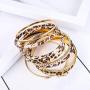 The Woos Leopard Bangle Bracelets Multi Layers Casual Bracelet Vintage Crystal Metal Leopard Wrapped Cuff Bracelets for Women Girl Statement Jewelry Charm Fashion Accessories Party