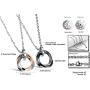 His and Hers Couple Necklace Titanium Stainless Steel CZ Rings Pendant His and Hers Matching Jewelry Set Gift for Women and Men