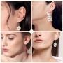 PANTIDE 8 Pairs Funny Dangle Earrings Gummy Bear Goldfish Water Bottle Paint Palette Strawberry Mushroom Milk Tea Egg Pendant Earrings Indie Kidcore Aesthetic Earrings with Hypoallergenic 925 Hooks