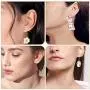 PANTIDE 8 Pairs Funny Dangle Earrings Gummy Bear Goldfish Water Bottle Paint Palette Strawberry Mushroom Milk Tea Egg Pendant Earrings Indie Kidcore Aesthetic Earrings with Hypoallergenic 925 Hooks
