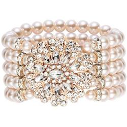 Coucoland 1920s Art Deco Pearl Bracelet 20s Gatsby Imitation Pearl Bracelet Flapper Pearl Bracelet 1920s Gatsby Accessories