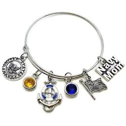 Navy Mom Bracelet, US Navy Bracelet, US Military Bracelet, Navy Bracelet, Navy Jewelry, Navy Mom Jewelry, Anchor Charm, Sailor Bracelet, Sailor Jewelry, Navy Bangle Bracelet, Navy Mom Bangle Bracelet