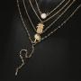 Anglacesmade Bohemia Layered Choker Necklace Palm Tree Necklace Pineapple Necklace Opal Choker Gem Pendants Necklace Summer Jewelry Gold Lariat Y Necklace for Women and Girls