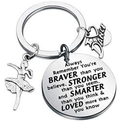 WSNANG Dance Lover Keychain You are Braver Stronger Smarter Than You Think Keychain I Love Dance Gifts Inspirational Jewelry Ballet Dancer Gifts Dance Teacher Gift Dance Lover Gifts