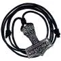Nordic Viking Jewelry Thor Asatru Swedish Mjǫllnir Thors Hammer Öland Sweden Mjölnir Pewter Mens Pendant Wealth Lucky Charm Protection Amulet Warrior Talisman Necklace Choker w Black Adjustable Cord