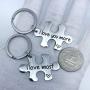 AMOR SPES 2pcs Couples Key Chain Set I Love You More I Love You Most Stainless Steel