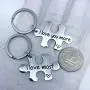 AMOR SPES 2pcs Couples Key Chain Set I Love You More I Love You Most Stainless Steel