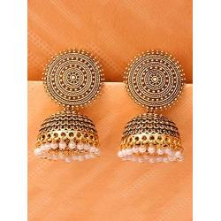 Crunchy Fashion Tribal Muse Oxidized Collection Stylish Indian Wedding Jewelry Jhumki Jhumka Earrings for Women