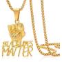 ROWIN&CO Black Lives Matter Necklace Pendant Hip hop Jewelry Gold Plated Power Fist Design Personalized Gifts for Men Women/Best Love Husband/Boyfriend Birthday
