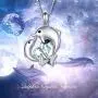 TOUPOP Mom Gifts s925 Sterling Silver Mother Child Dolphin Necklace Ocean Cute Animals Pendant Jewelry Gifts with Blue Heart Crystal for Women Mom Girls Birthday Mothers Day
