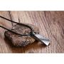 Mealguet Jewelry Tungsten Carbide Polished Vertical Bar Legend of Zelda Triforce Pendant Necklace with Black Cord