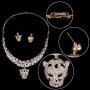 EVER FAITH Gold-Tone Leopard Necklace Earrings Set Clear Austrian Crystal