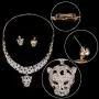 EVER FAITH Gold-Tone Leopard Necklace Earrings Set Clear Austrian Crystal EVER FAITH Gold-Tone Leopard Necklace Earrings Set Clear Austrian Crystal