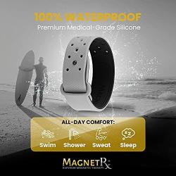 MagnetRX® Ultra Strength Sports Magnetic Bracelet - Waterproof Silicone Bracelet for Pain Relief, Circulation, Energy & Balance - Wide Magnetic Therapy Bracelet for Men & Women (Grey | Standard Size)