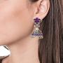 Aheli Tradional Oxidised Silver Antique Design Stone Studded Dangler Earrings for Women Girls