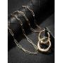 Gold Plated Paperclip Chain Necklace Rectangle Link Chain Bracelet Chunky Open Hoop Earrings Set for Women Jewelry