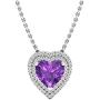 Dazzlingrock Collection 14K 8 MM Heart Gemstone & Round Diamond Heart Double Halo Pendant, White Gold