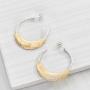 Silpada Good Vibes Crescent Hoop Earrings in Sterling Silver & Brass