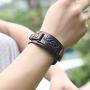 Leather Bracelet for Men, Vintage Cuff Wrist Band Friendship Bracelets Bangle Jewelry Best Friend Charm