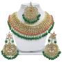 Finekraft Meena Kundan Bridal Wedding Designer Gold Plated Pearls Necklace Jewelry Set