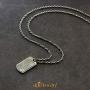 555Jewelry Mens Stainless Steel Fingerprint Rectangle Tag Chain Pendant Necklace