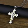 YL Cross Necklace for Men Stainless Steel Crucifix Pendant Rolo Chain Jewelry