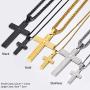 U7 Men Boys Simple Cross Necklace with Chain 22'' Stainless / 18K Gold/Ion-Plating Blue Pendant, Customizable Jewelry