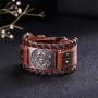 VASSAGO Vintage Amulet The Second Pentacle of Jupiter The Greater Key of Solomon Brown Leather Bracelet Gift Jewelry for Men Women