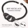 FindChic Handcuff Necklace Padlock Pendant Customized Handcuff Bracelet Partners in Crime Stainless Steel 18K Gold Plated Curb Chain Interlocking 18inch Friendship Statement Necklace for Girls & Women