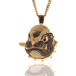 Moca Jewelry Iced Out PPUPY Pendant 18K Gold Plated Chain Bling CZ Simulated Diamond Hip Hop Necklace for Men Women