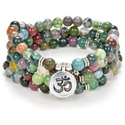 Yoga Symbol Pendant Charm 108 Mala Beads Meditation Bracelet or Necklace for Men or Women
