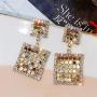 D.Rosse Lightweight Sequin Crystal Dangle Earring Metal Mesh Grid Tassel Drop Earrings Long Gold Shining Square Stud Earrings for Women Girls