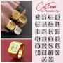 FaithHeart Personalized Signet Ring for Men, Stainless Steel/Gold Plated Solid Polished Jewelry, Initial Engraving Monogram Pinky Rings Custom with 3 Letters, Size 7-12 (Send Gift Box)