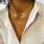 Denifery Gold/Silver Plated Flat Snake Chain Adjustable Punk Layered Necklace Snake Bone Choker Necklaces Minimalist Necklace Chain Jewelry for Women and Girls (Gold A) Denifery Gold/Silver Plated Flat Snake Chain Adjustable Punk Layered Necklace Snake Bone Choker Necklaces Minimalist Necklace Chain Jewelry for Women and Girls (Gold A)
