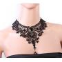 Charm.L Grace Black Lace Gothic Lolita Pendant Choker Necklace Wedding Halloween Accessories